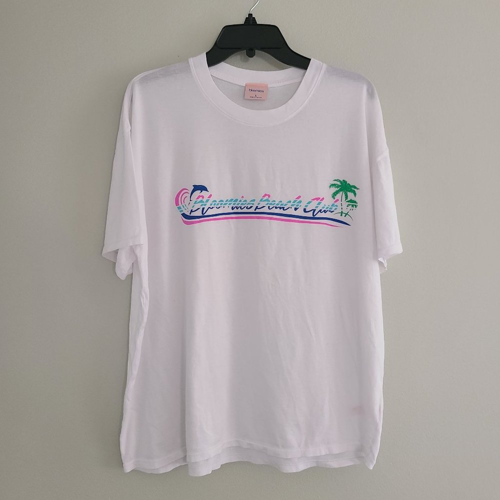 NWT 100% Supima Cotton Bloomies Beach Club Short Sleeve Crewneck T Shirt White